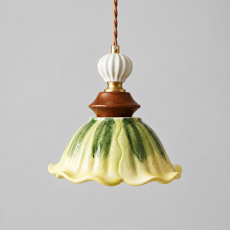 Hellébore — Suspension fleur en céramique verte