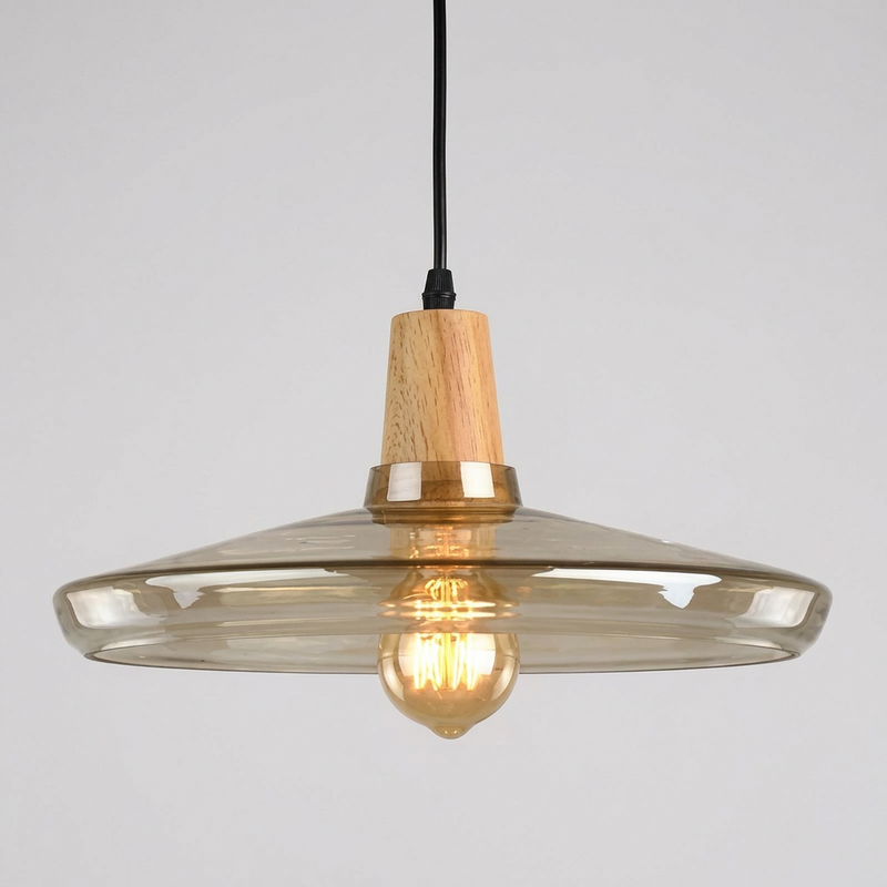 Mélilot — Suspension en verre teinté et bois