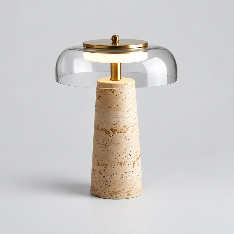 Mélisse — Lampe à poser en travertin