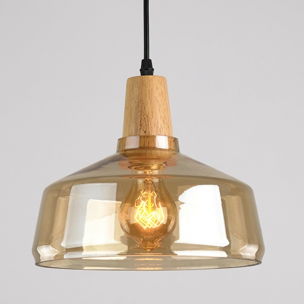 Mélilot — Suspension en verre teinté et bois