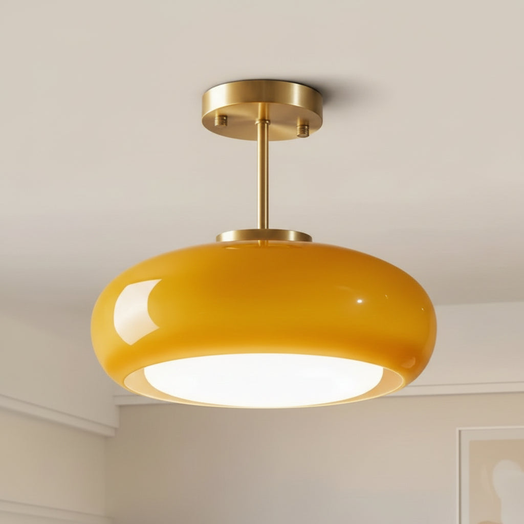 Nénuphar — Plafonnier en verre ambré
