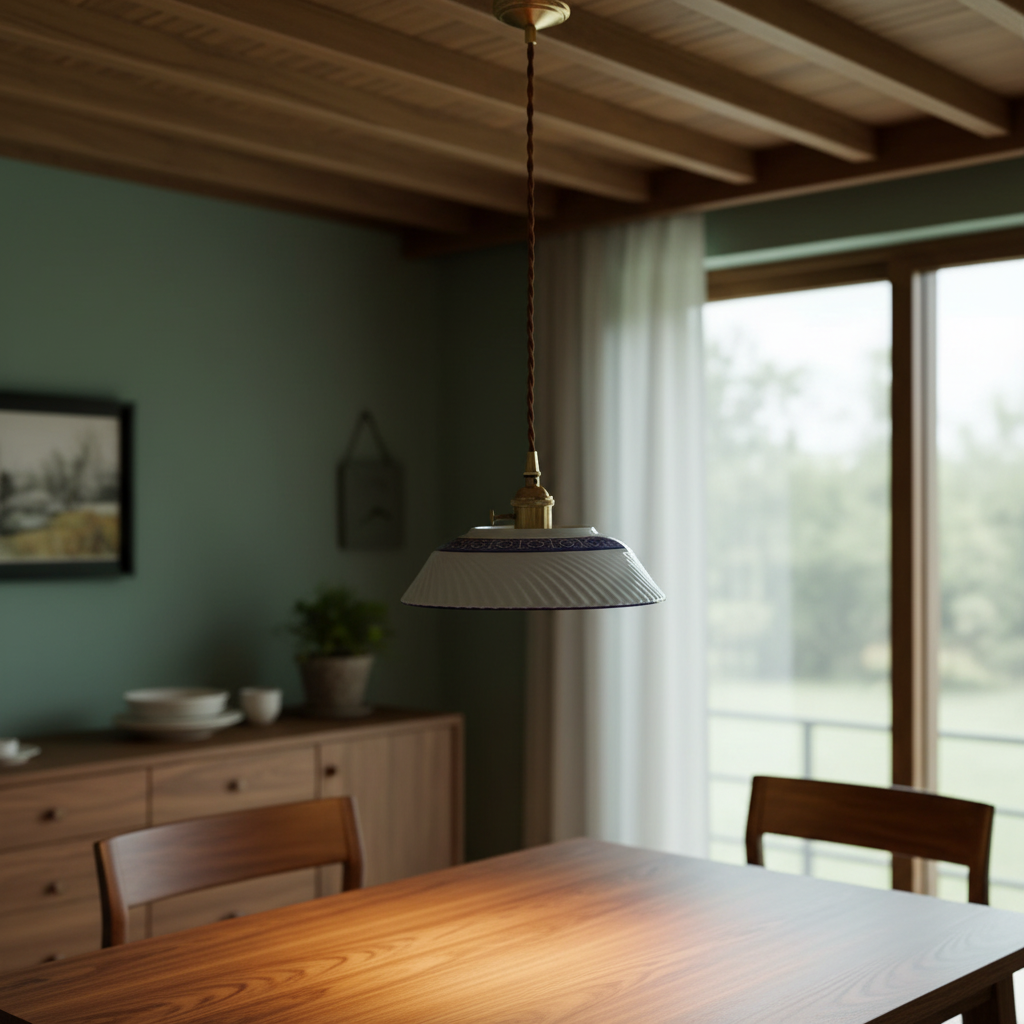 Aubépine — Suspension en céramique à décor bleu