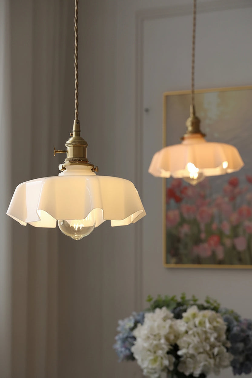 Pivoine — Suspension en verre festonné — suspension, vue 1