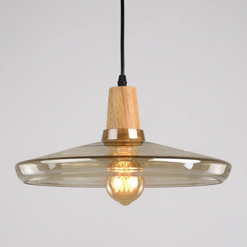 Mélilot — Suspension en verre teinté et bois