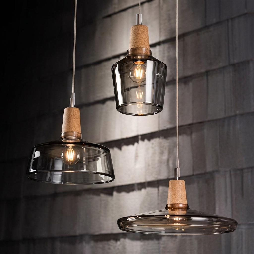 Mélilot — Suspension en verre teinté et bois