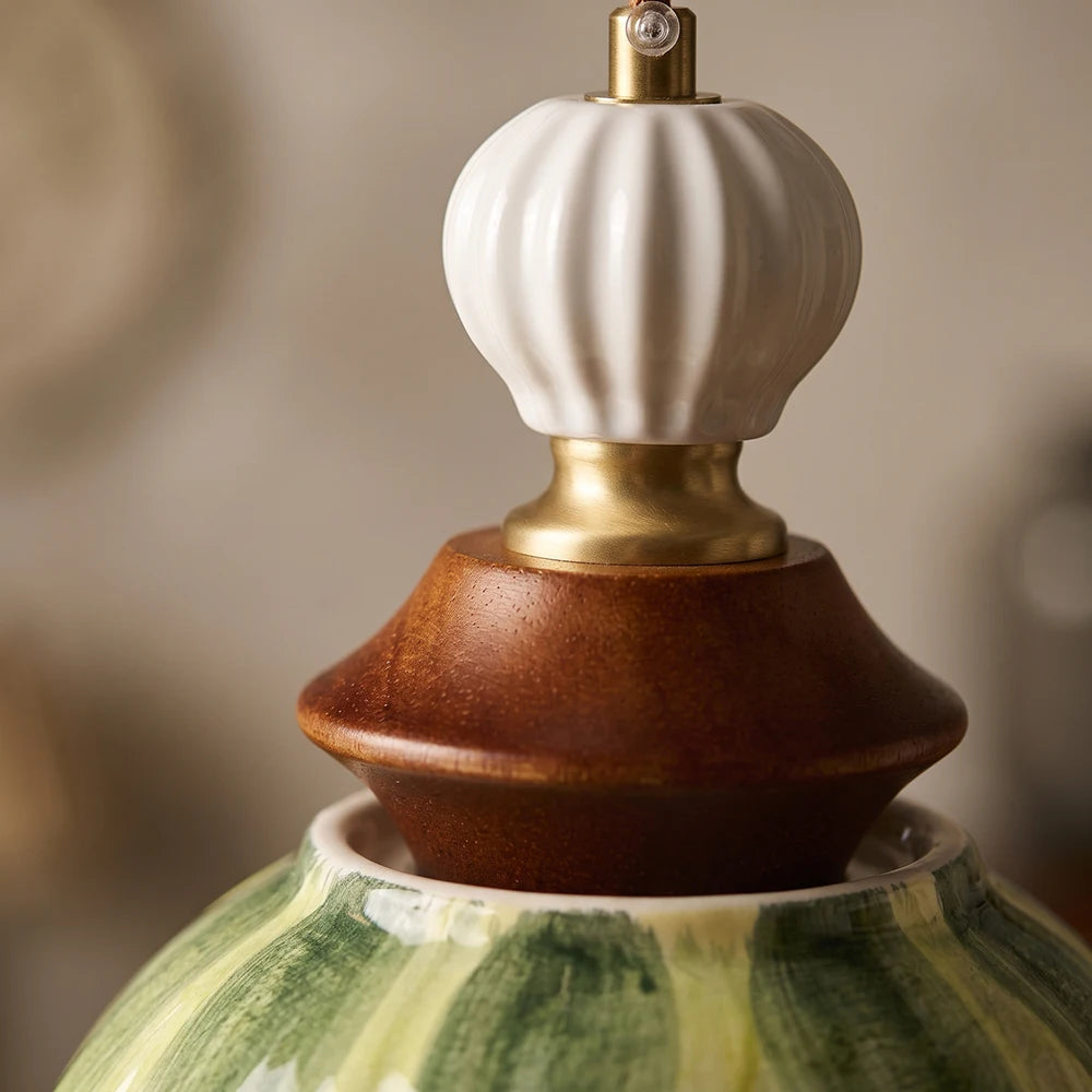 Hellébore — Suspension fleur en céramique verte