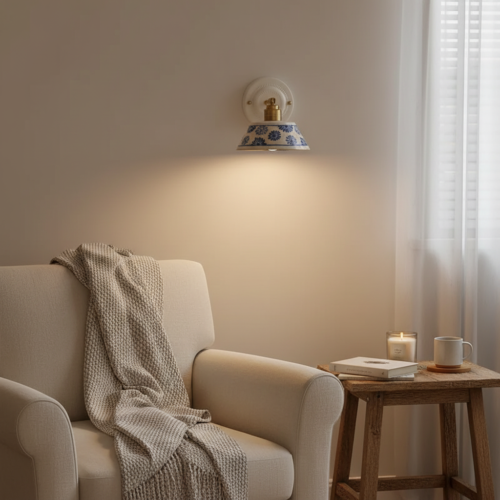 Bleuet — Applique en céramique peinte