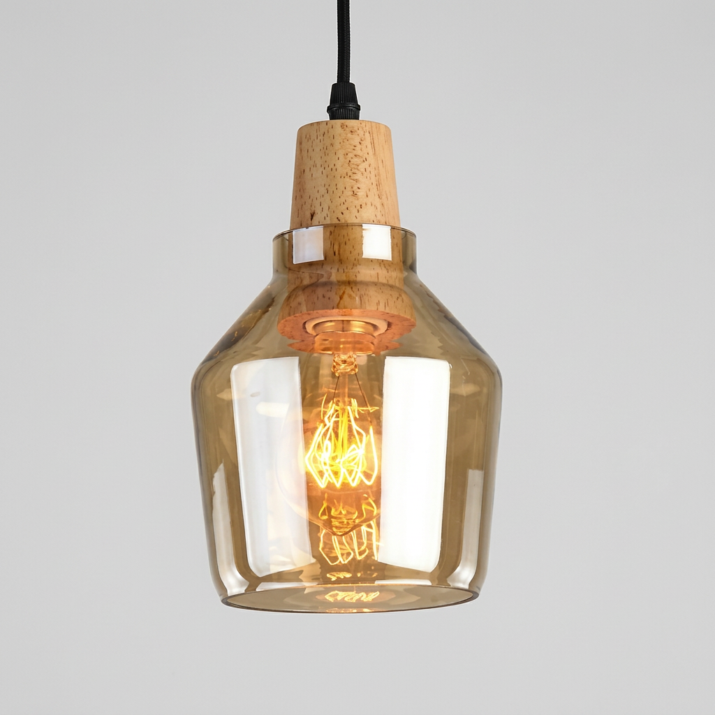 Mélilot — Suspension en verre teinté et bois