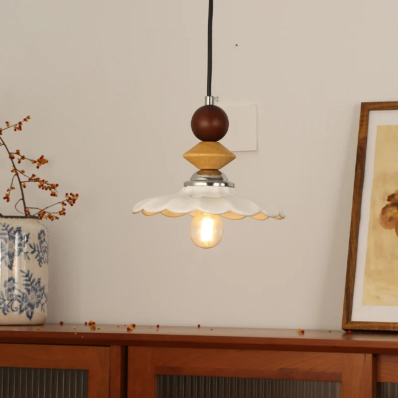 Marguerite — Suspension en céramique et bois — suspension, vue 2