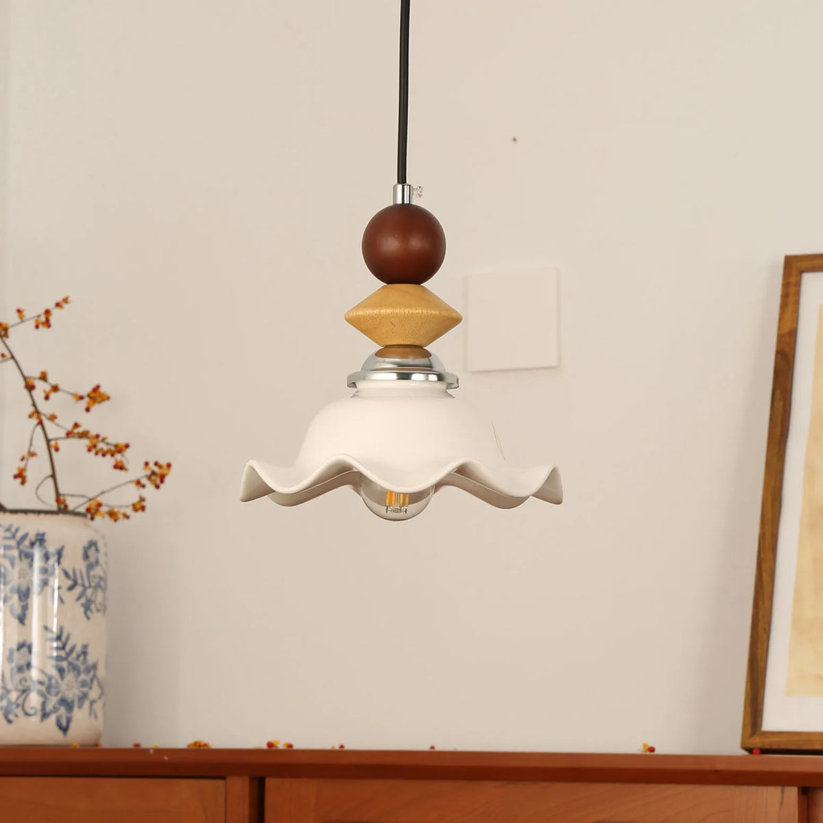 Marguerite — Suspension en céramique et bois — suspension, vue 3