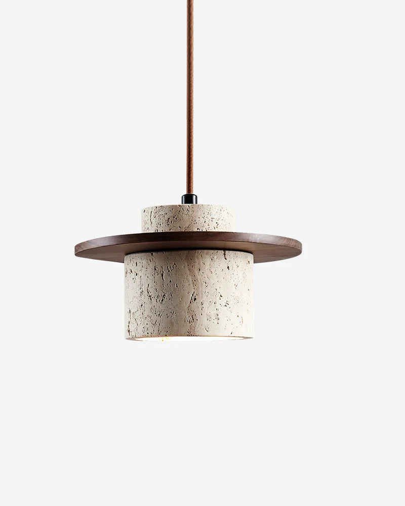 Chardon — Suspension en travertin et bois