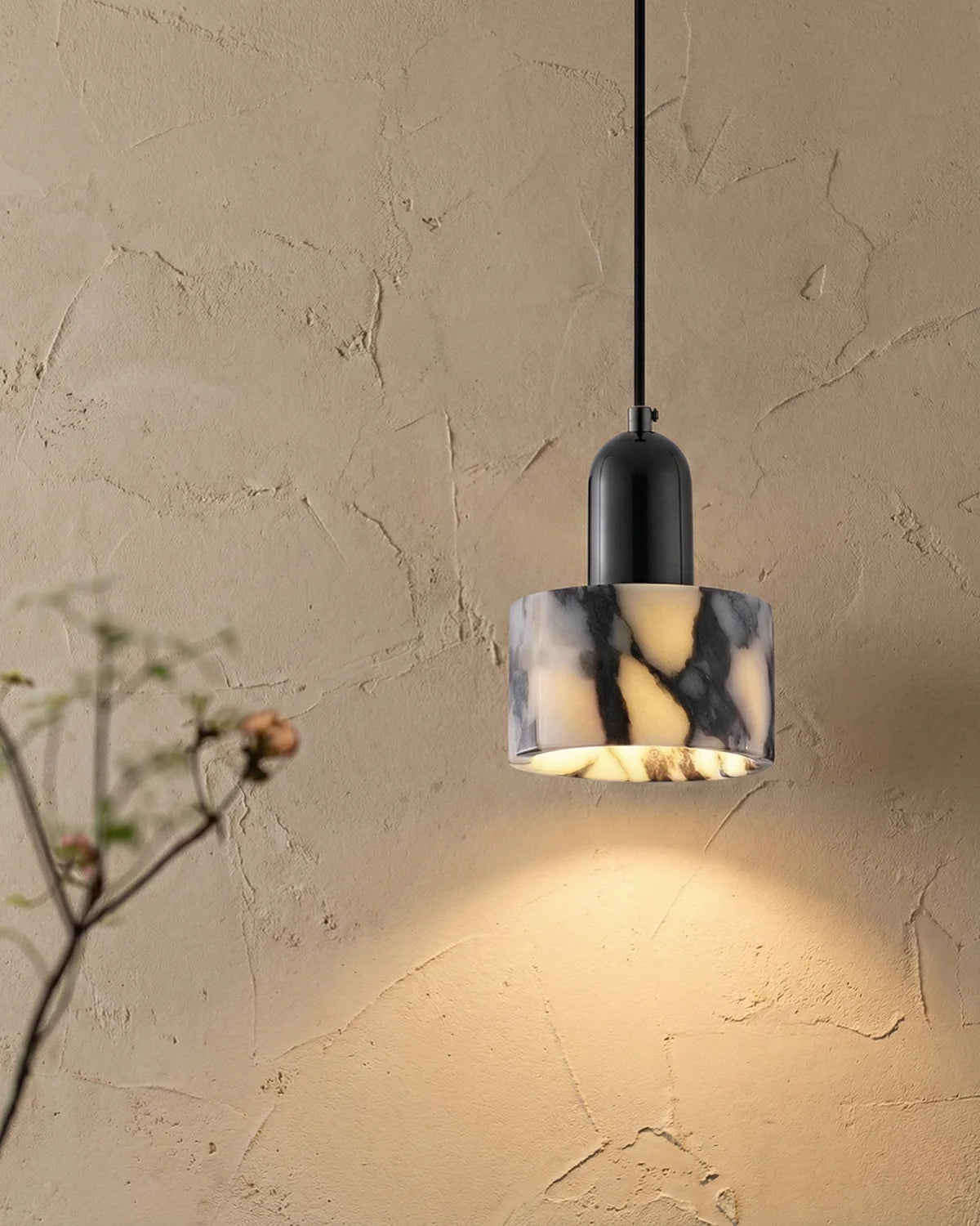 Cyclamen — Suspension marbre et opaline