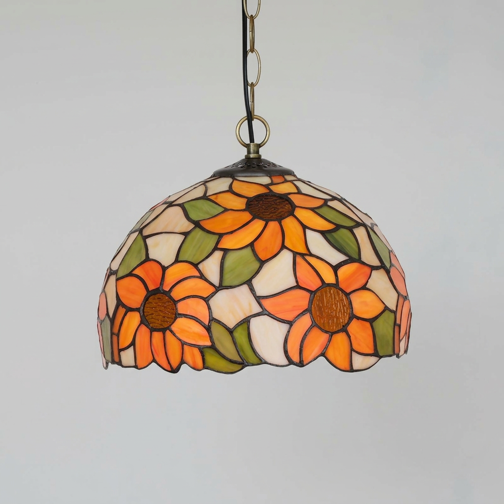 Lavande, suspension en vitrail, packshot sur fond gris clair