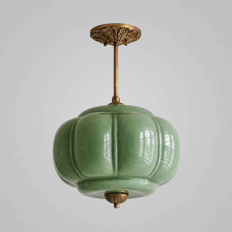 Nivéole, suspension globe en verre, packshot sur fond gris clair