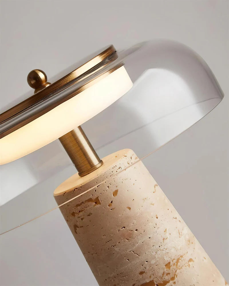 Mélisse — Lampe à poser en travertin