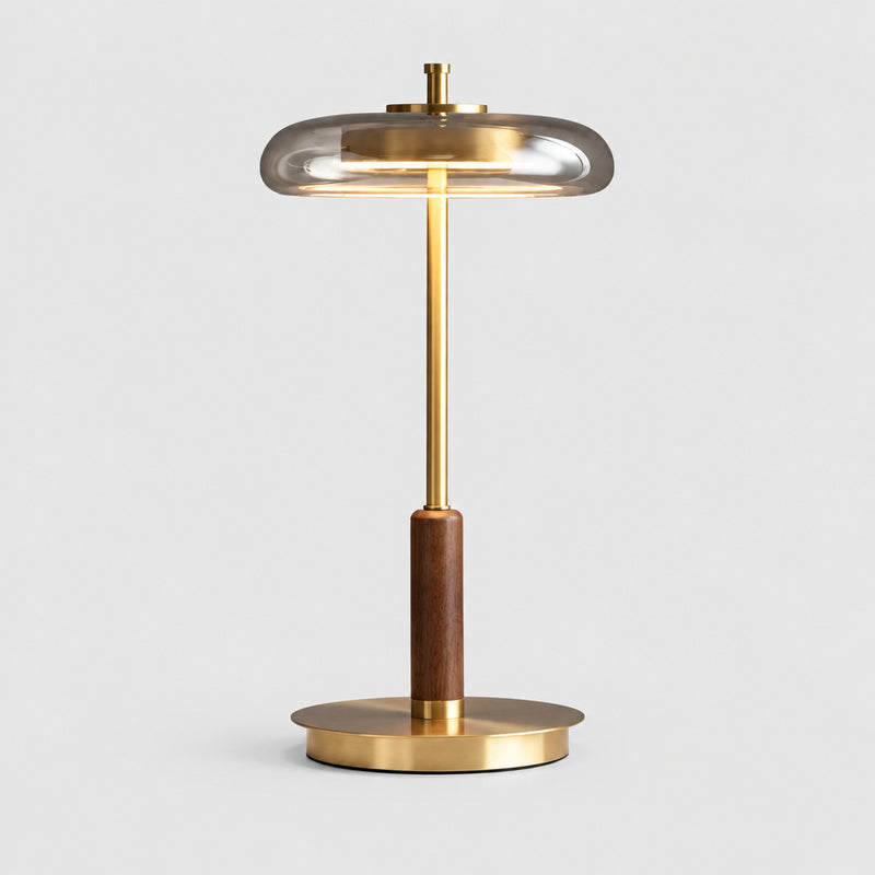 Narcisse — Lampe à poser en laiton et noyer