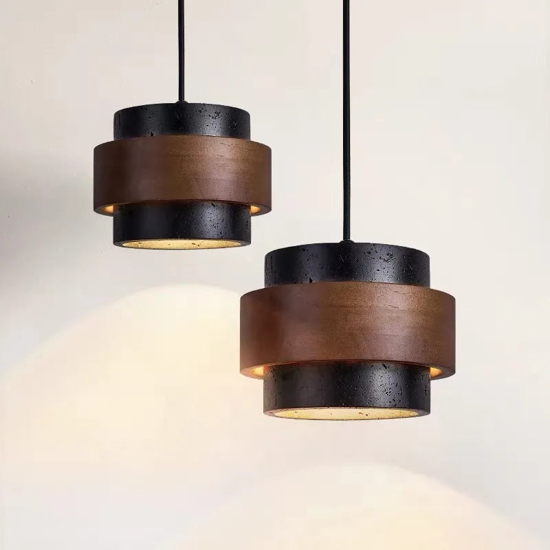 Roseau — Suspension multiple en pierre et noyer