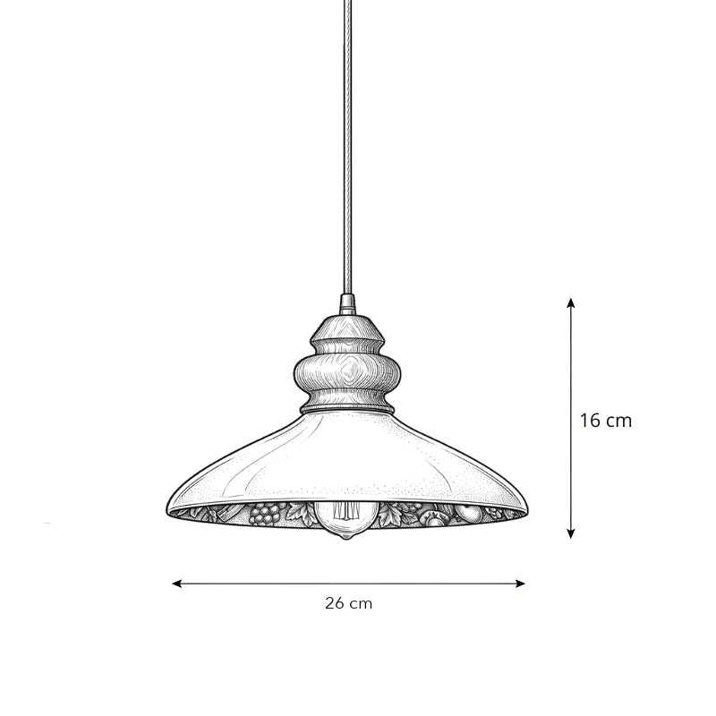 Schéma coté de Iris — Suspension en céramique émaillée