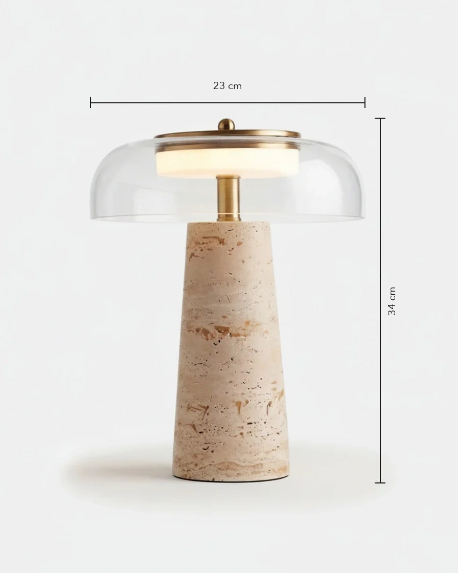 Schéma coté de Mélisse — Lampe à poser en travertin