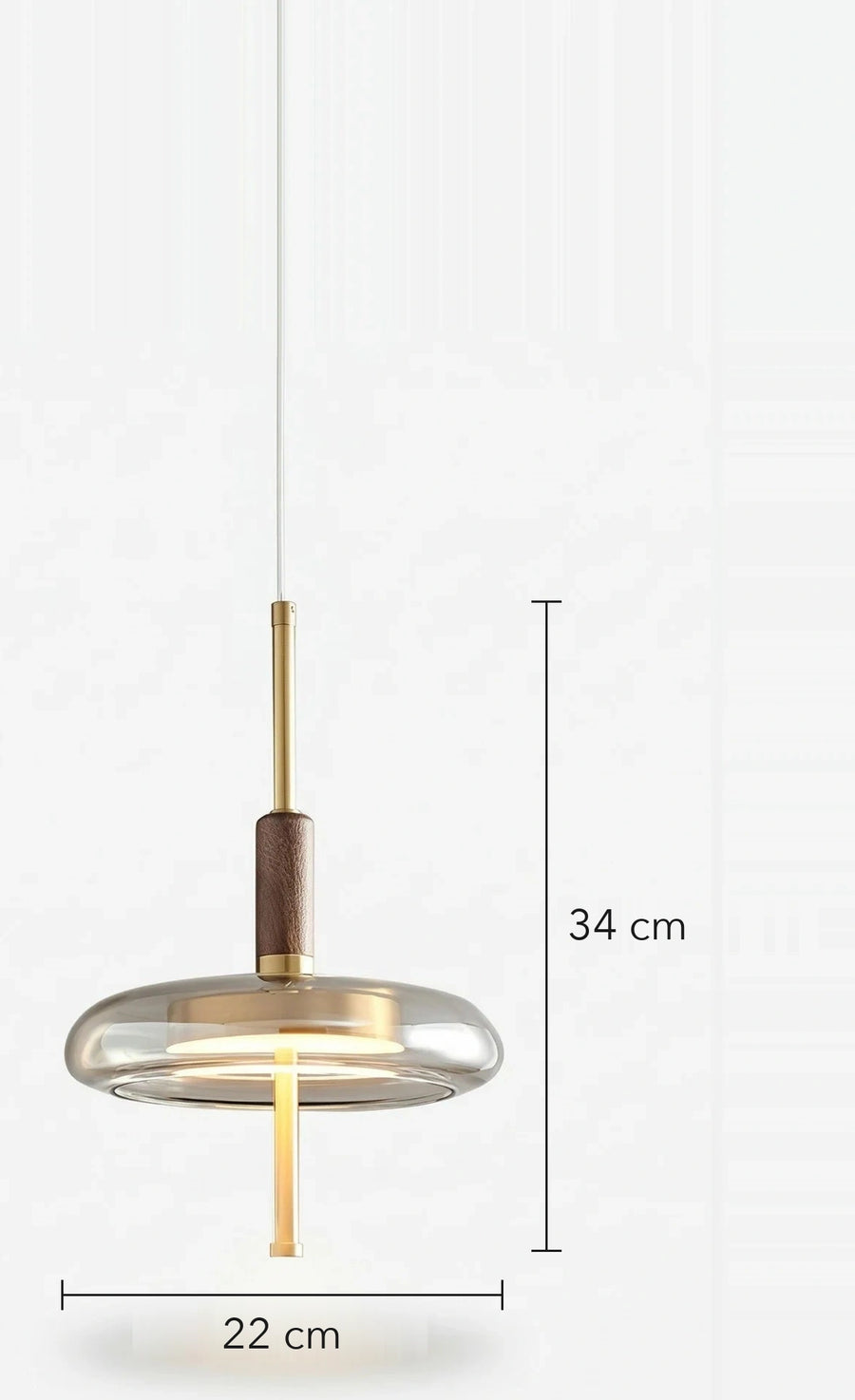 Schéma coté de Muscari — Suspension en verre et noyer
