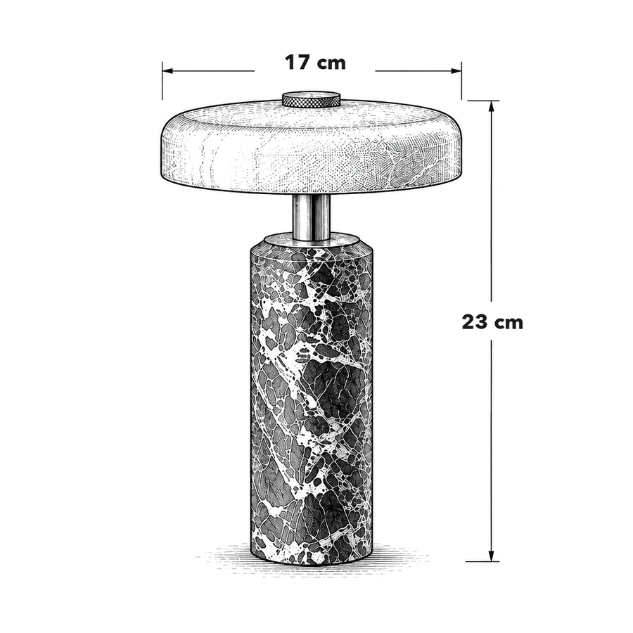 Schéma coté de Statice — Lampe à poser en marbre